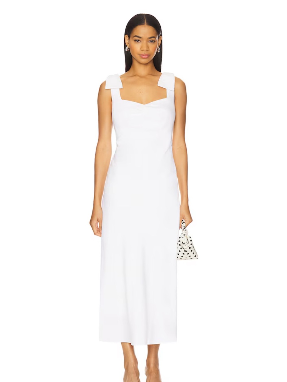 Astr White Midi Dress with Square Neck & Statement Straps